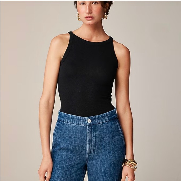 NWT! J.Crew High-neck tank top in stretch linen blend. XXS - Picture 2 of 5